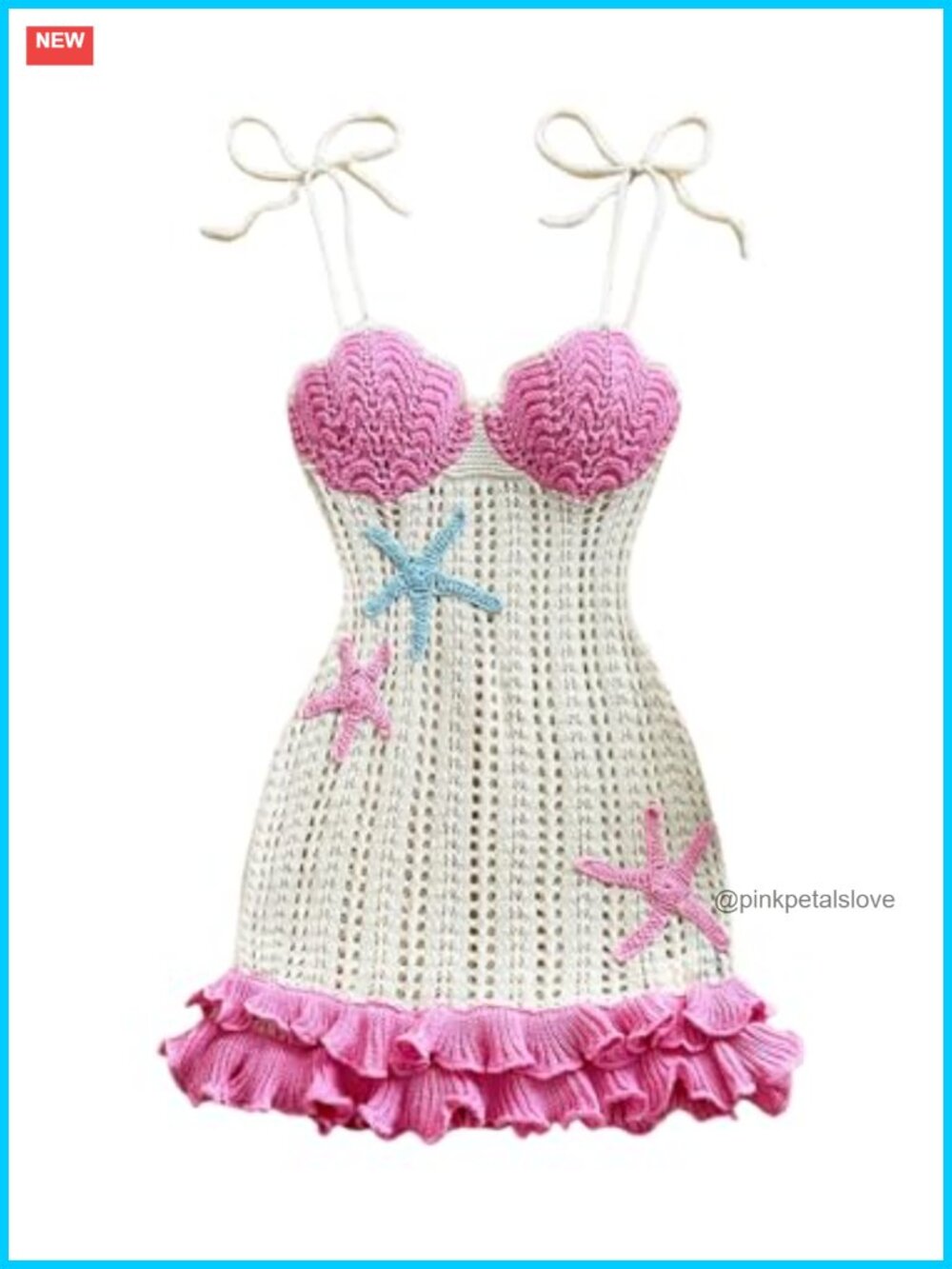 Boho Chic Colorblock Tie Shoulder Crochet Lace Ruffle Mini Dress